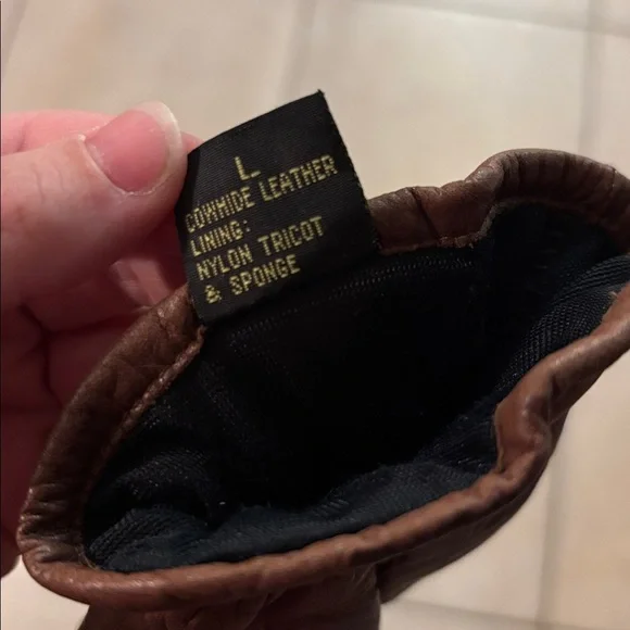 Vintage Brown Cowhide Leather Men's Gloves - Picture 4 of 5